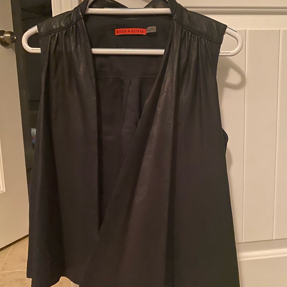 alice olivia leather front vest